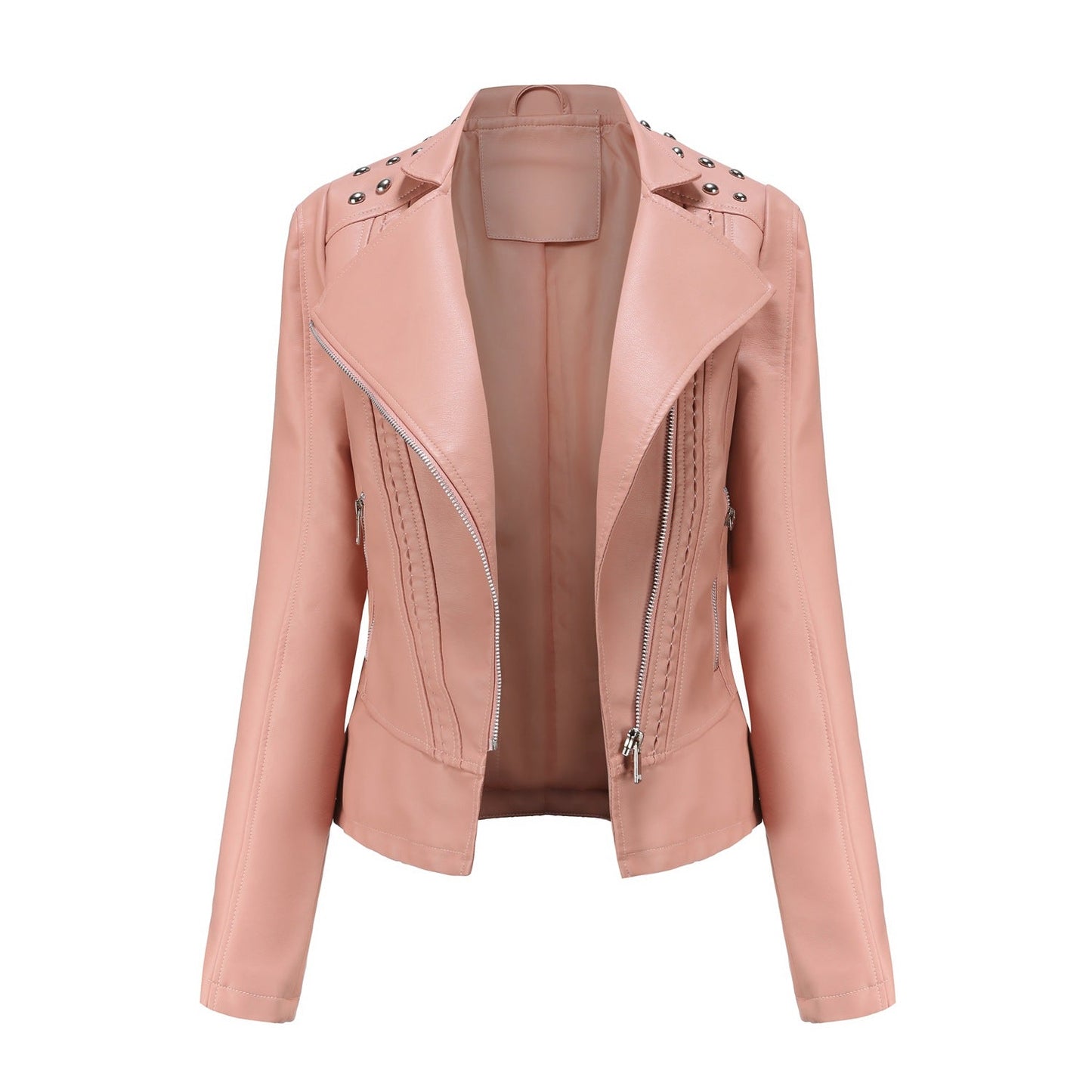 Chic Beaded Leather Motorcycle Jacket