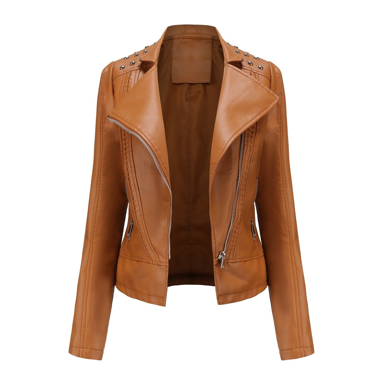 Chic Beaded Leather Motorcycle Jacket