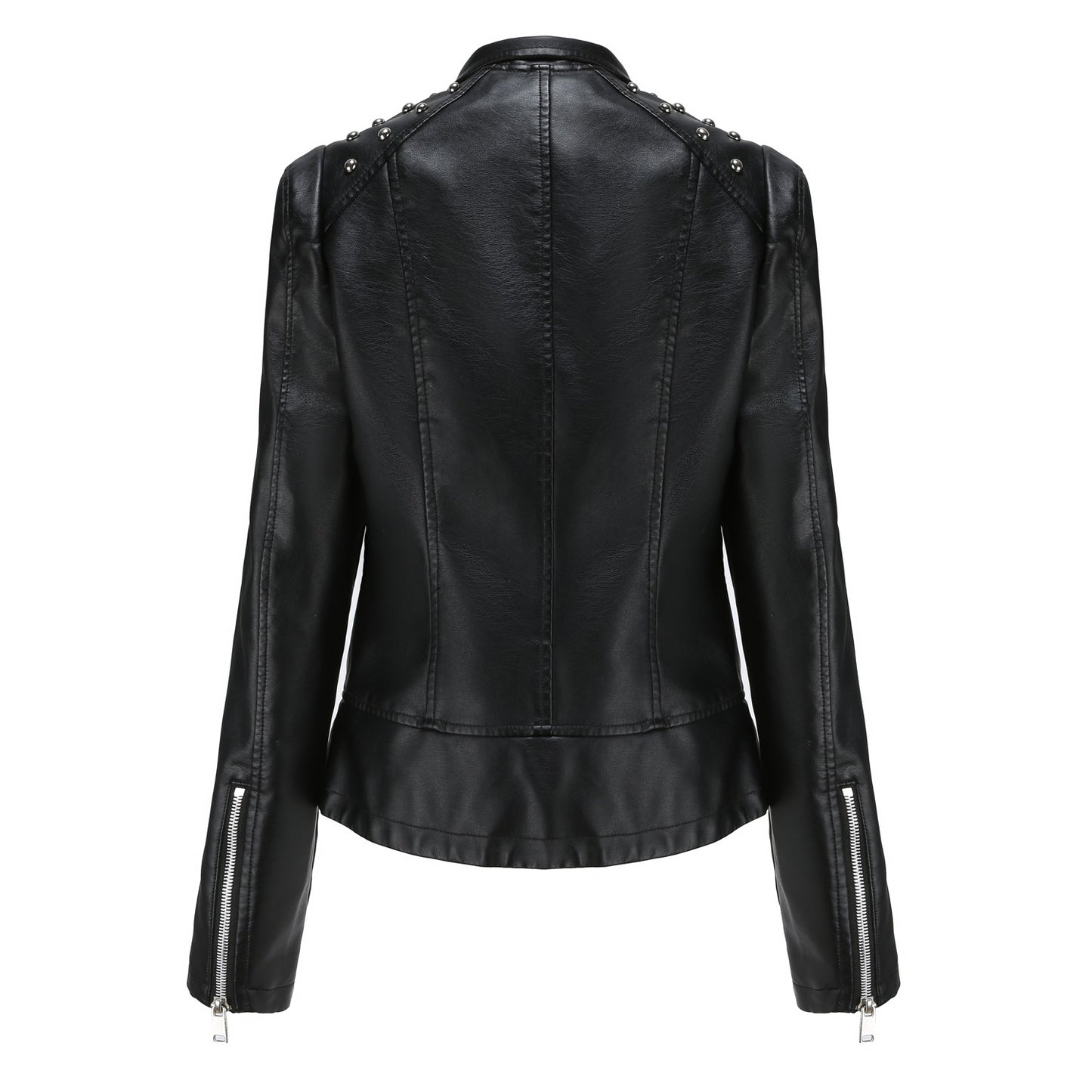 Chic Beaded Leather Motorcycle Jacket