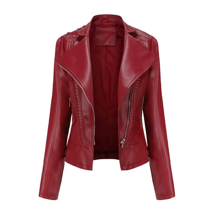 Chic Beaded Leather Motorcycle Jacket