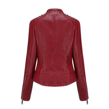 Chic Beaded Leather Motorcycle Jacket