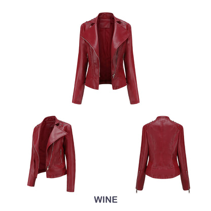 Chic Beaded Leather Motorcycle Jacket
